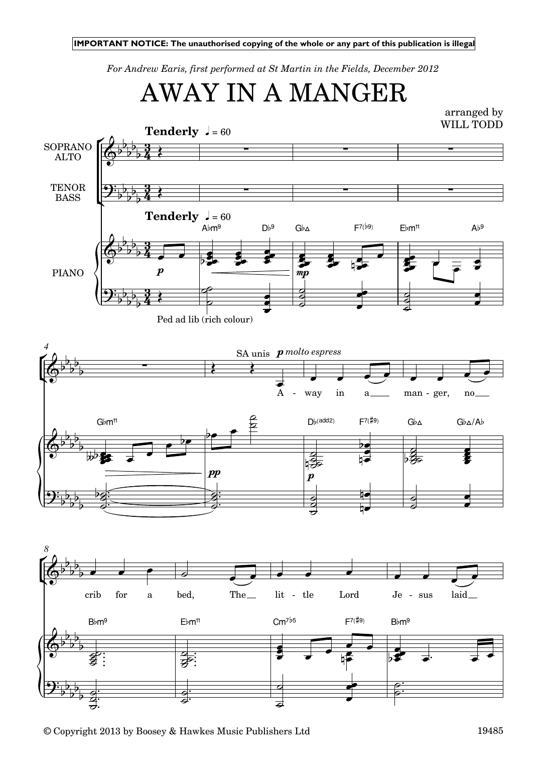 Three Jazz Carols (Away in a Manger; Once in Royal David’s City; Silent Night) (SATB Choir) von Will Todd