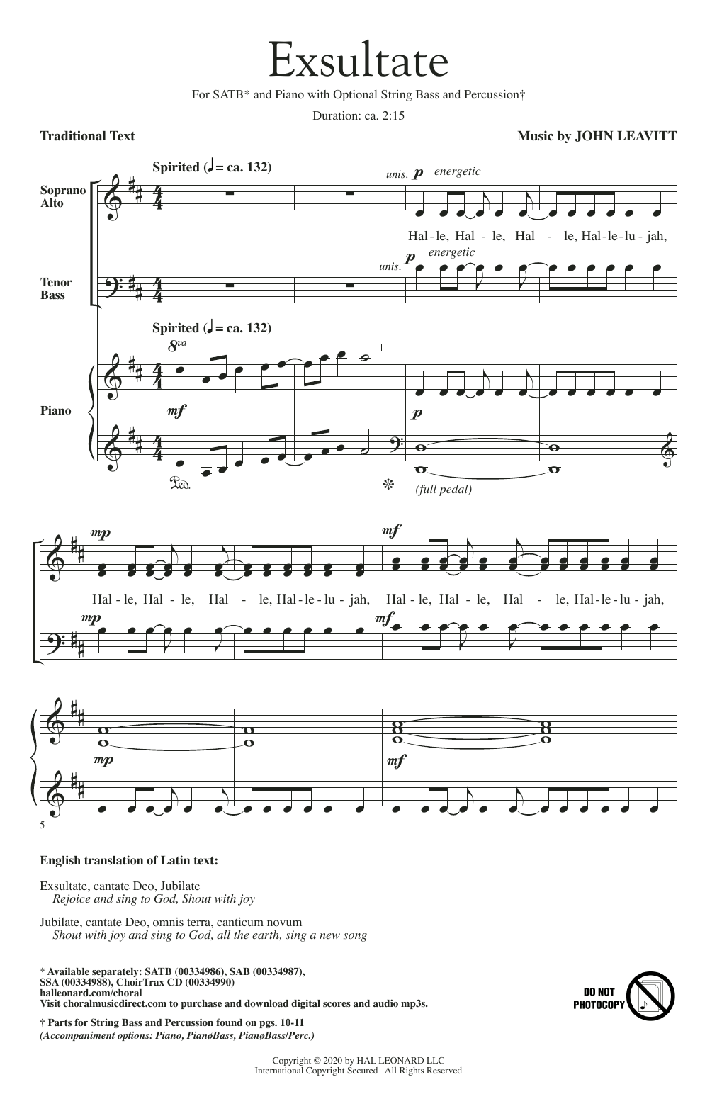 Exsultate (SATB Choir) von John Leavitt