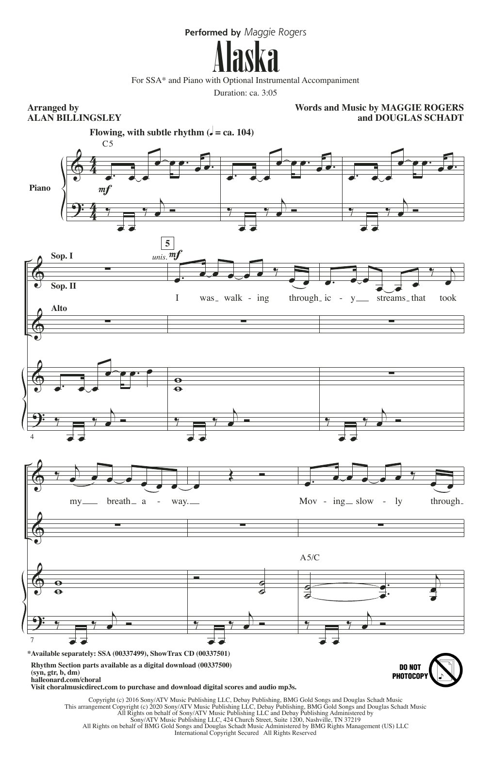 Alaska (arr. Alan Billingsley) (SSA Choir) von Maggie Rogers