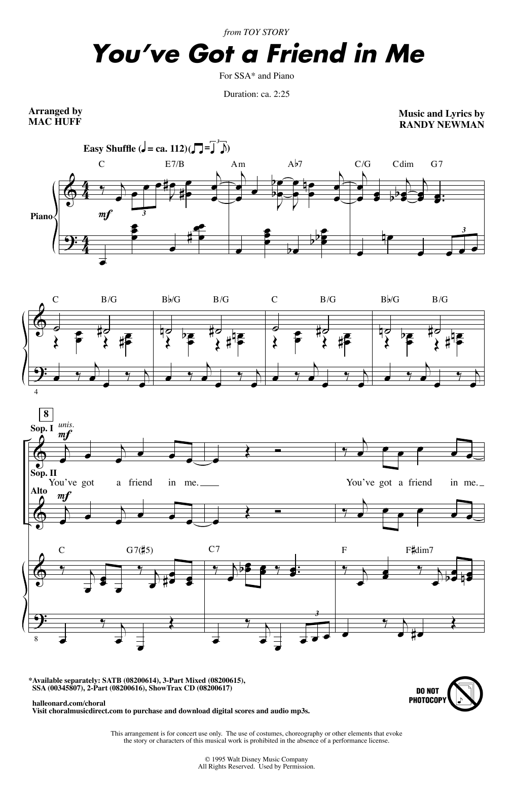 You've Got A Friend In Me (from Toy Story) (arr. Mac Huff) (SSA Choir) von Randy Newman