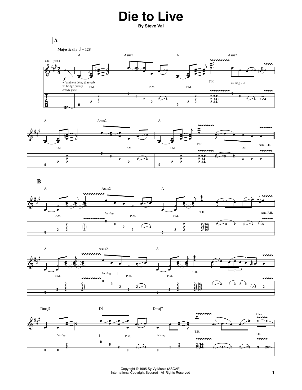 Die To Live (Guitar Tab) von Steve Vai