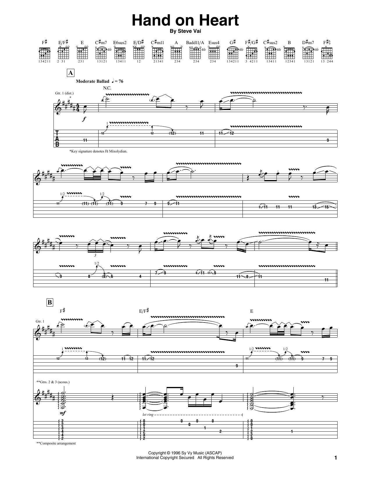 Hand On Heart (Guitar Tab) von Steve Vai