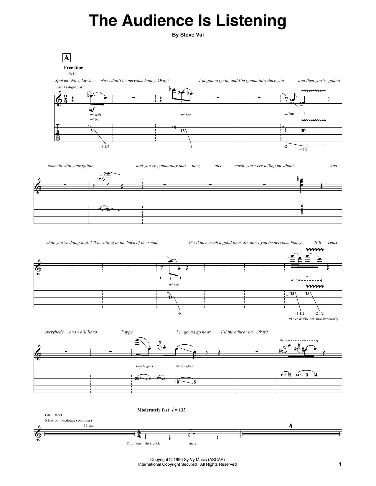 The Audience Is Listening (Guitar Tab) von Steve Vai