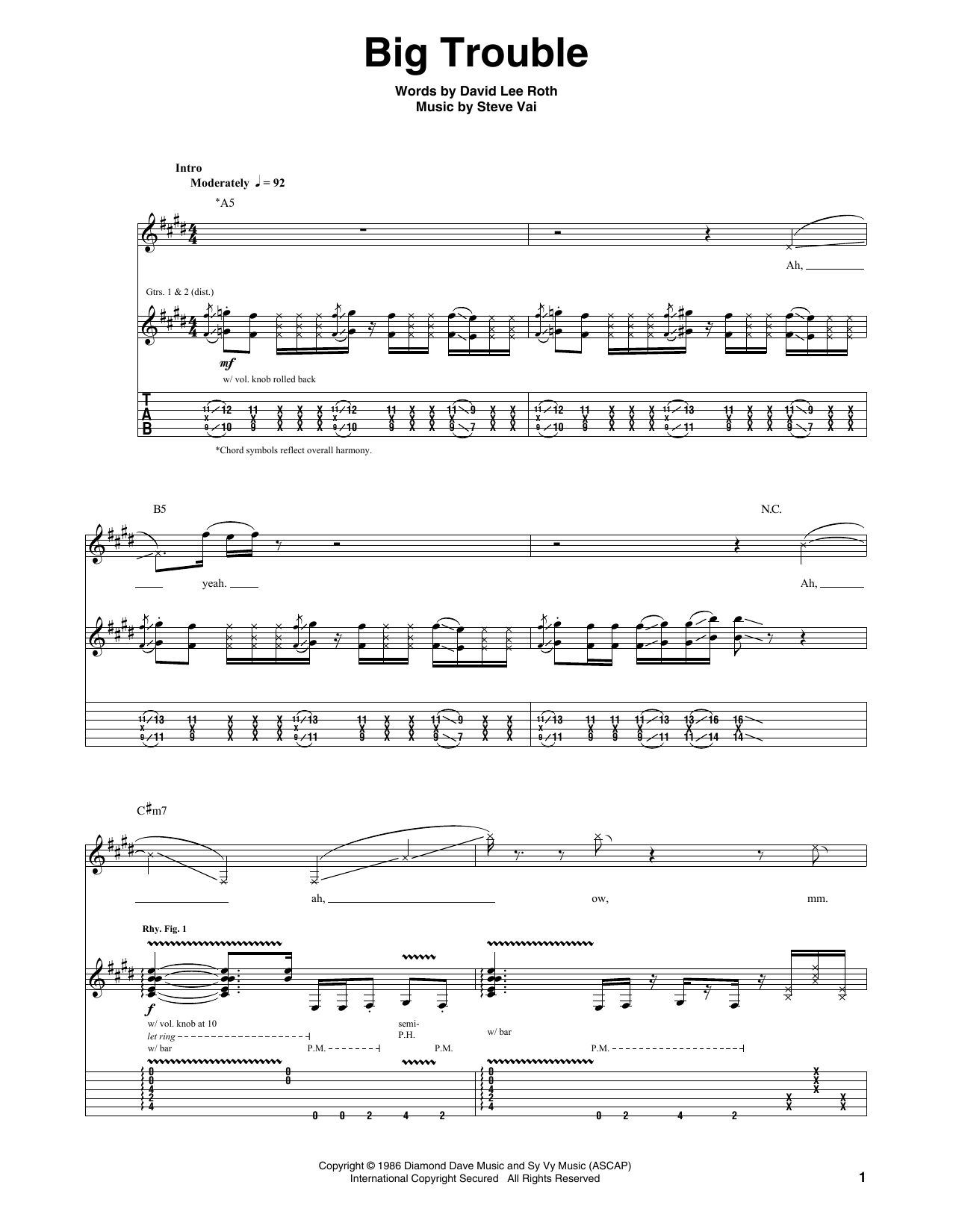 Big Trouble (Guitar Tab) von David Lee Roth