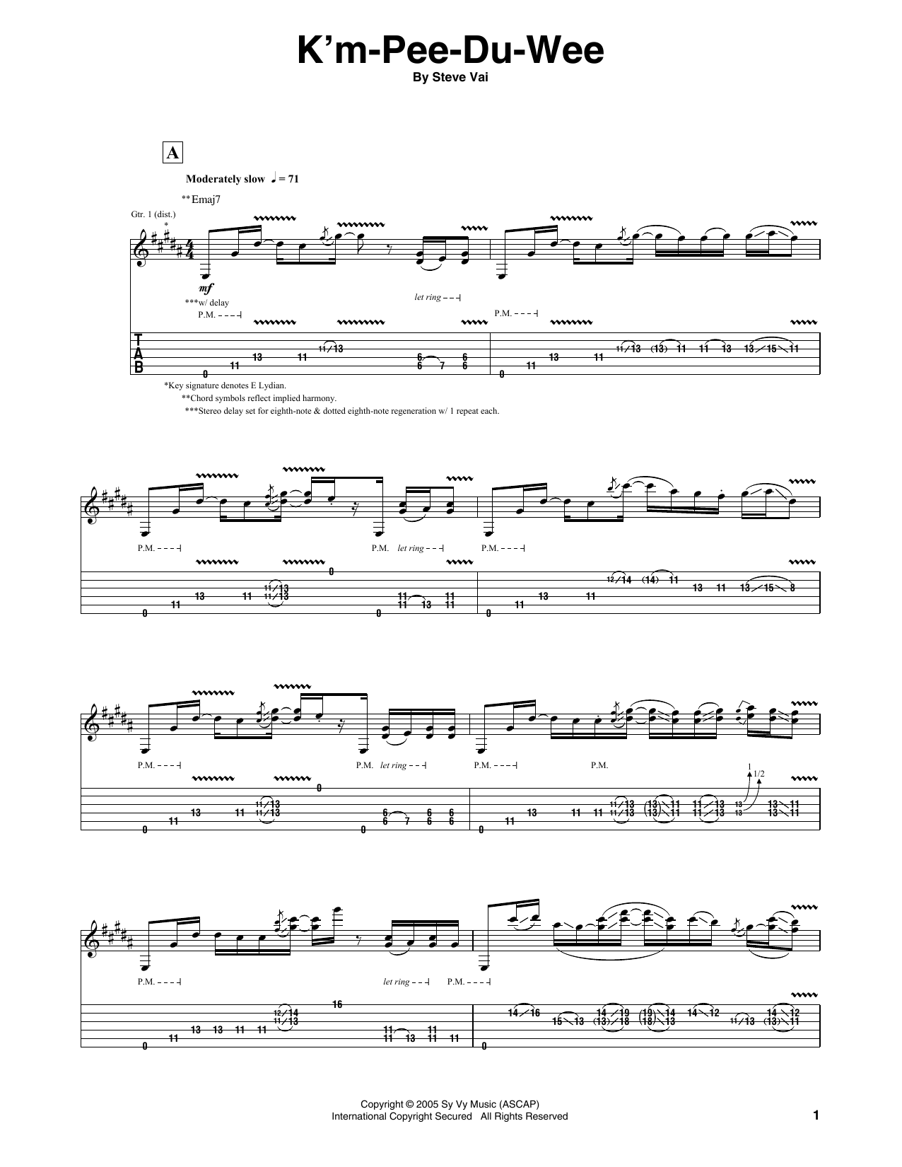 K'm-Pee-Du-Wee (Guitar Tab) von Steve Vai