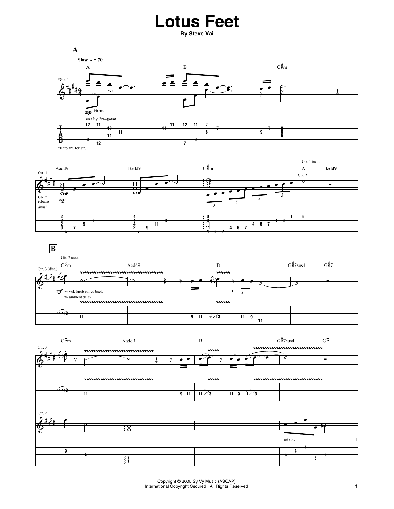 Lotus Feet (Guitar Tab) von Steve Vai