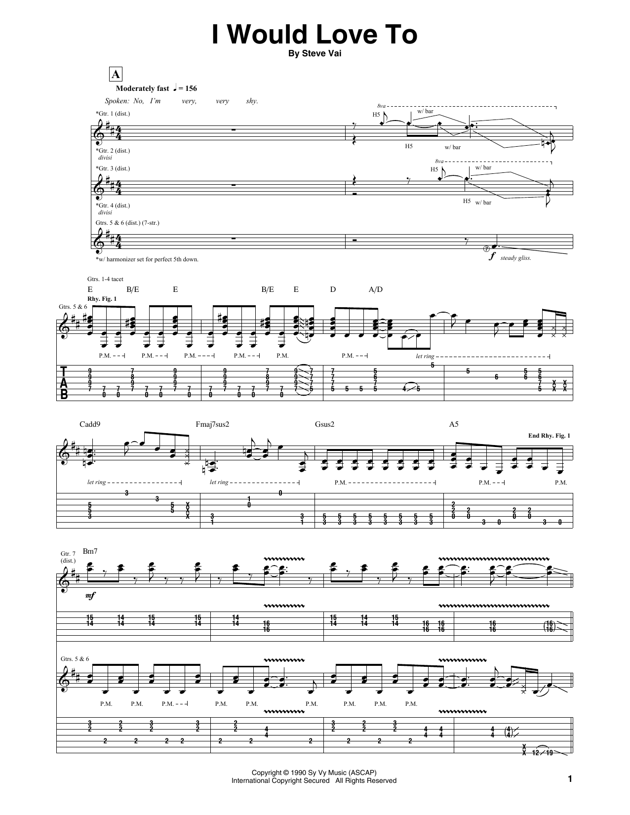 I Would Love To (Guitar Tab) von Steve Vai