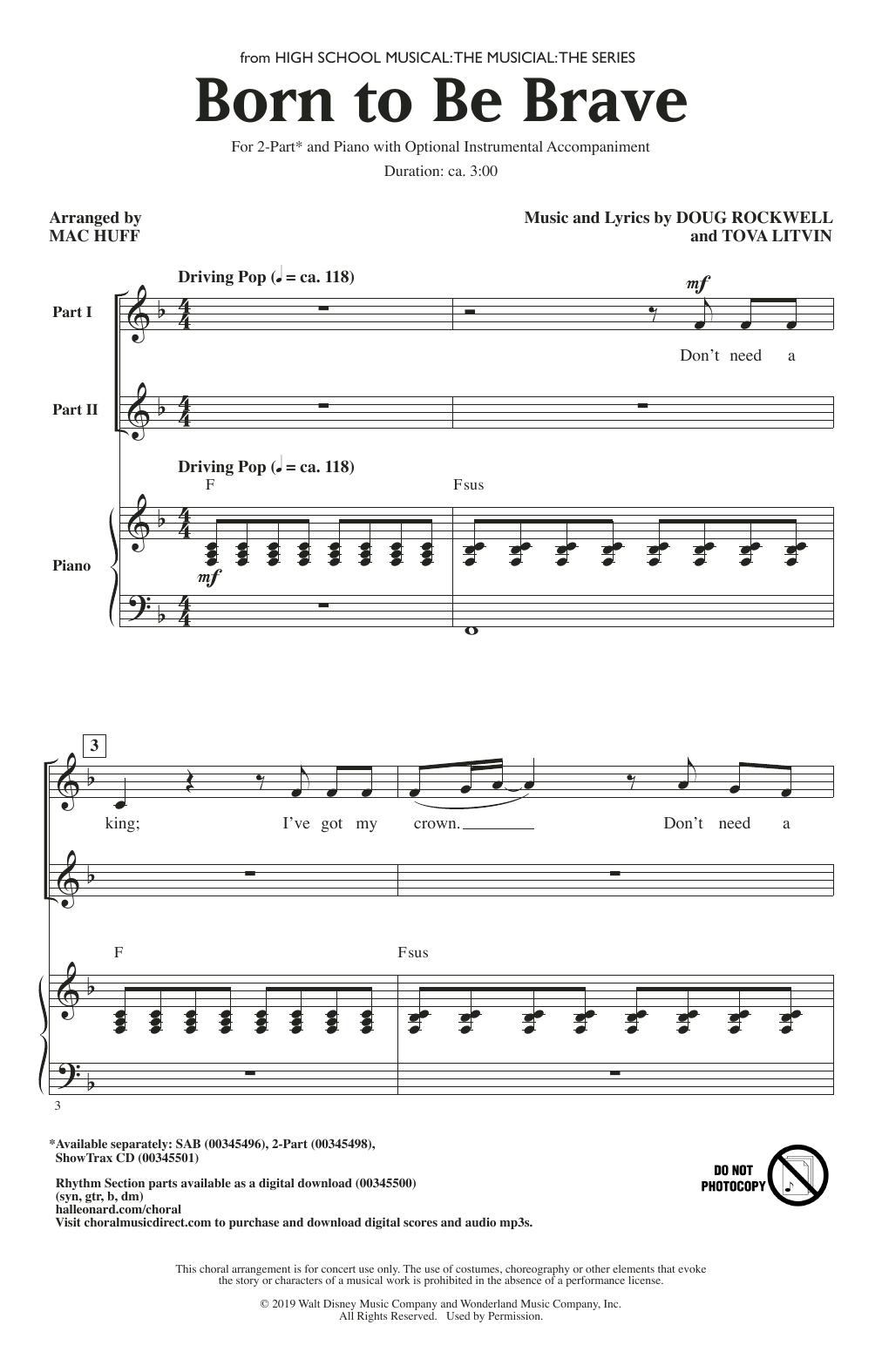 Born To Be Brave (from High School Musical: The Musical: The Series) (arr. Mac Huff) (2-Part Choir) von Cast of High School Musical: The Musical: The Series