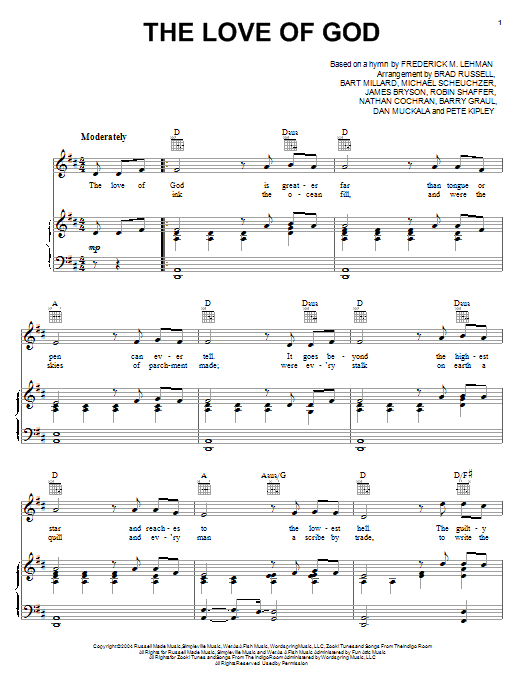 The Love Of God (Piano, Vocal & Guitar Chords (Right-Hand Melody)) von MercyMe