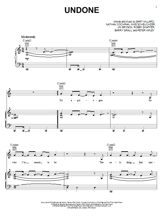 Undone (Piano, Vocal & Guitar Chords (Right-Hand Melody)) von MercyMe