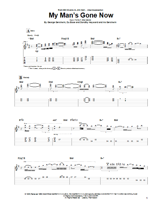 My Man's Gone Now (Guitar Tab) von Jim Hall