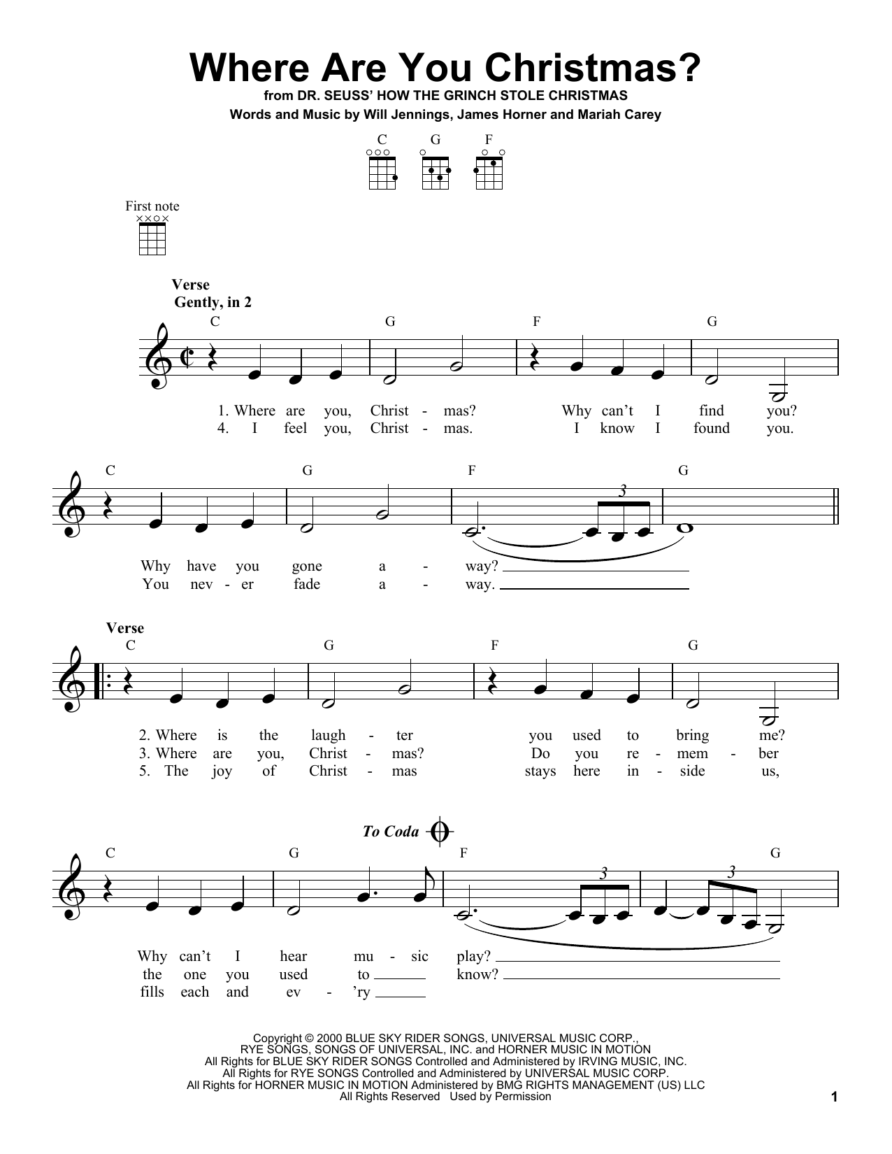 Where Are You Christmas? (from How The Grinch Stole Christmas) (Ukulele) von Faith Hill