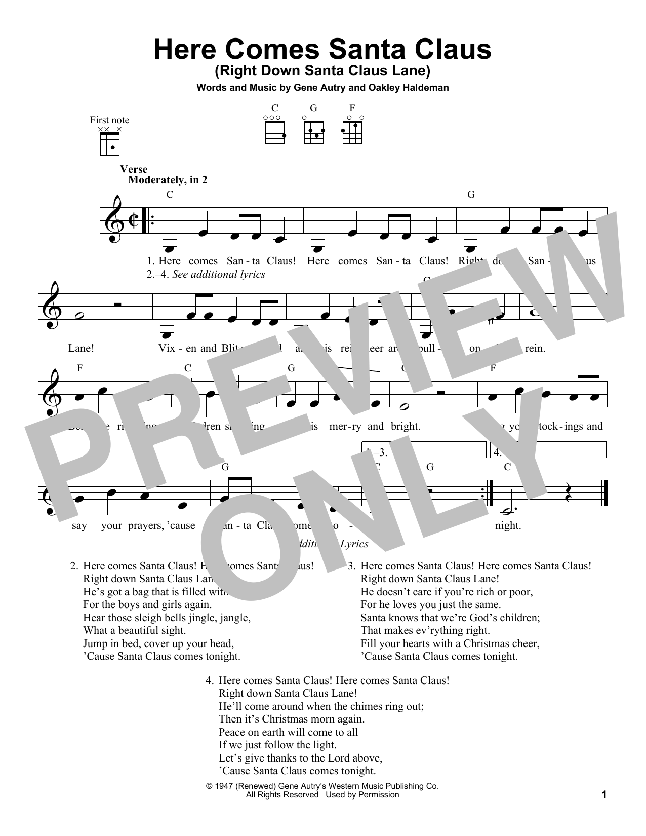 Here Comes Santa Claus (Right Down Santa Claus Lane) (Ukulele) von The Carpenters