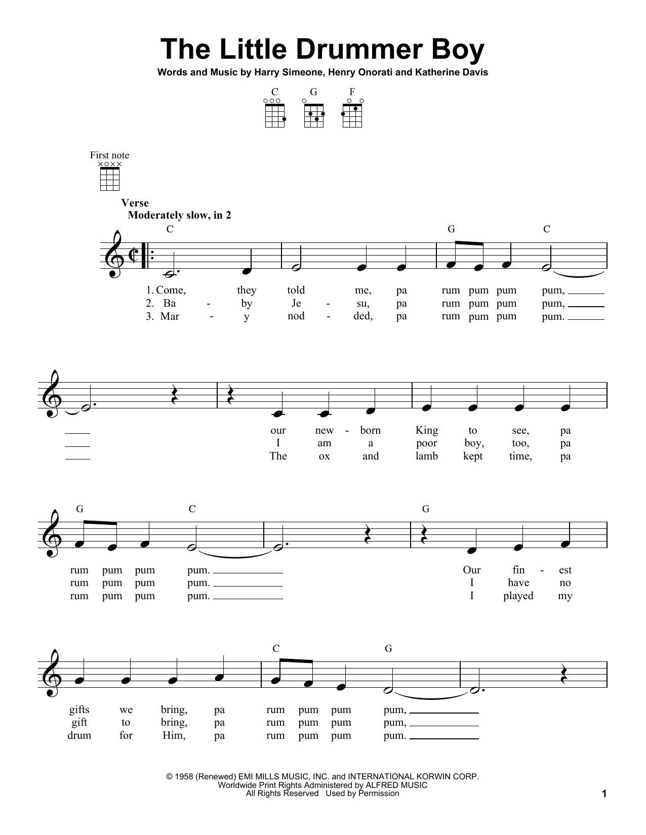 The Little Drummer Boy (Ukulele) von Harry Simeone