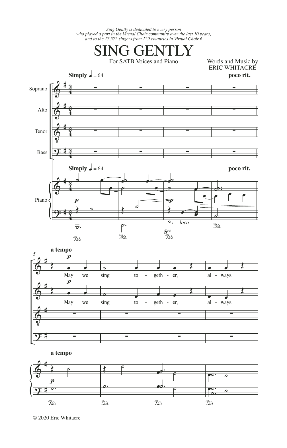 Sing Gently (SATB Choir) von Eric Whitacre