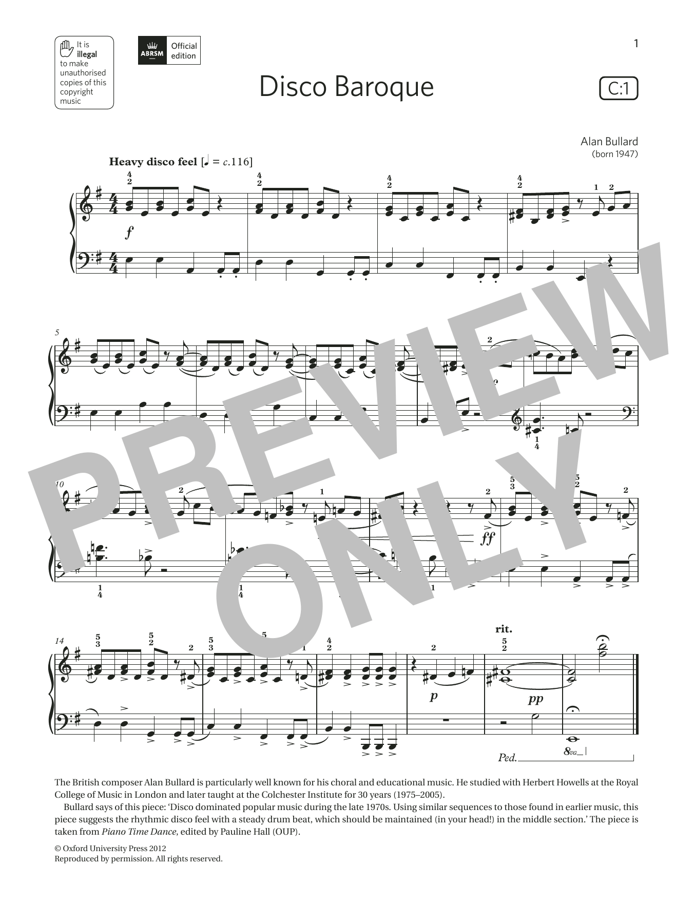 Disco Baroque (Grade 3, list C1, from the ABRSM Piano Syllabus 2021 & 2022) (Piano Solo) von Alan Bullard