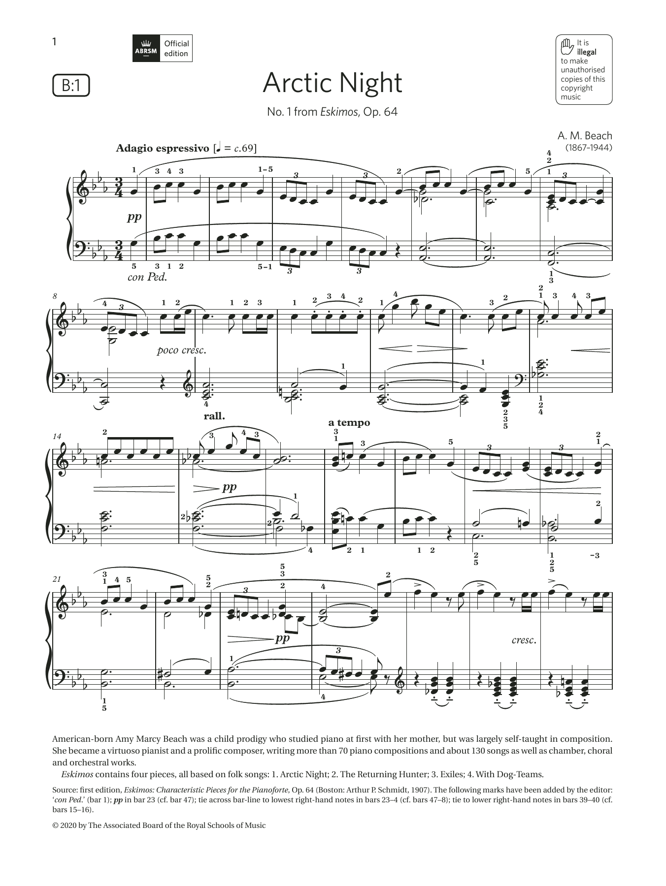 Arctic Night (Grade 5, list B1, from the ABRSM Piano Syllabus 2021 & 2022) (Piano Solo) von A. M. Beach