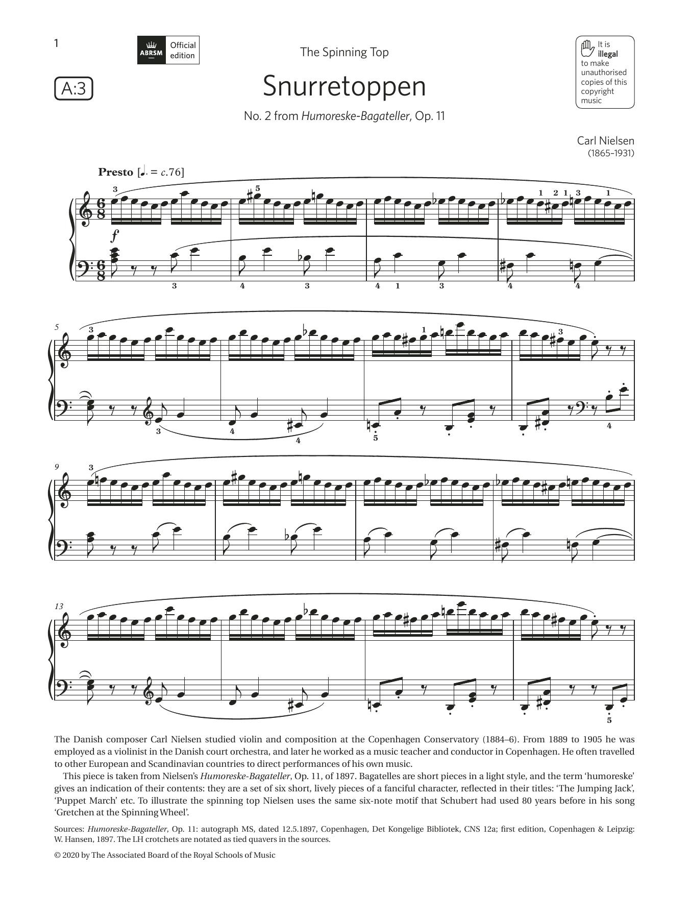 Snurretoppen (Grade 6, list A3, from the ABRSM Piano Syllabus 2021 & 2022) (Piano Solo) von Carl Nielsen