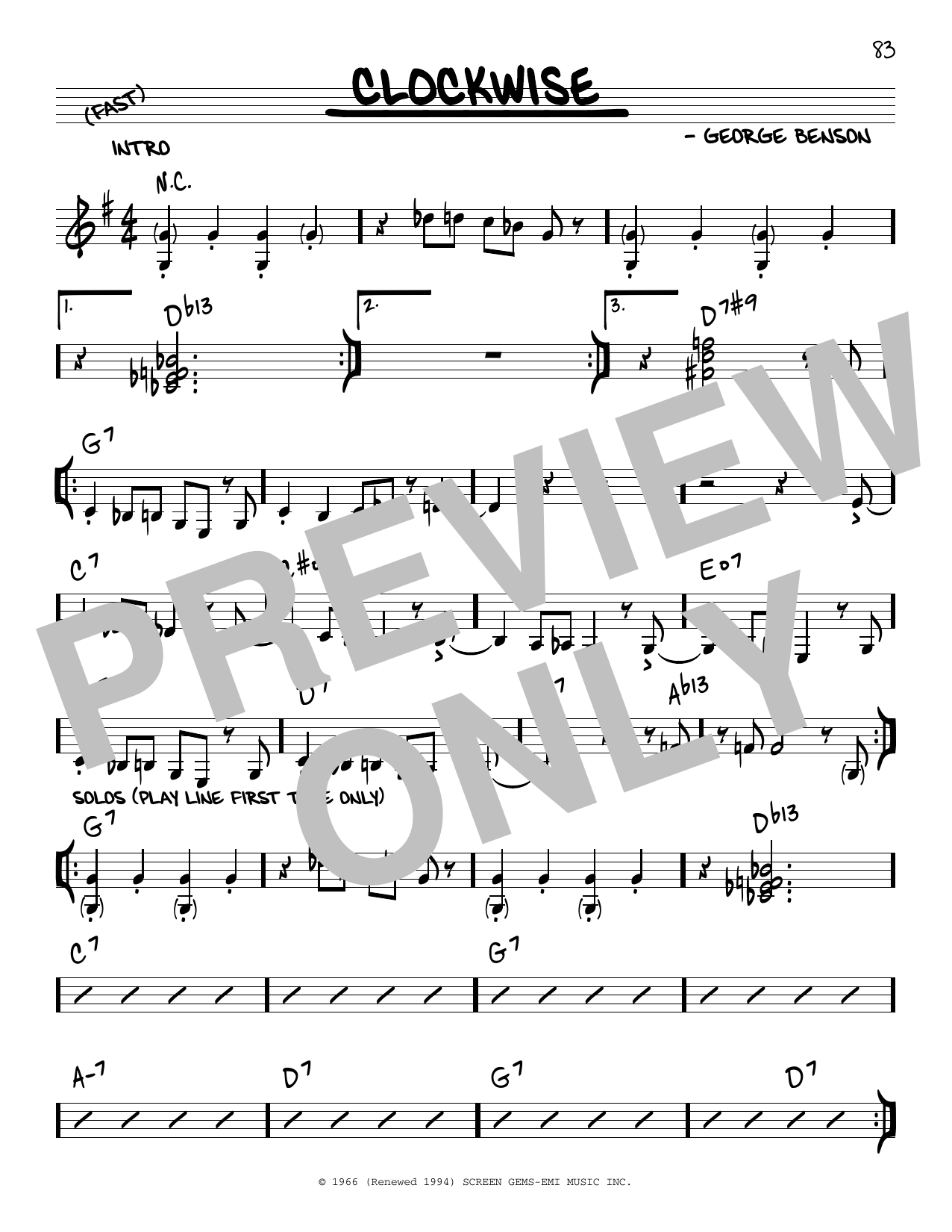 Clockwise (Real Book  Melody & Chords) von George Benson