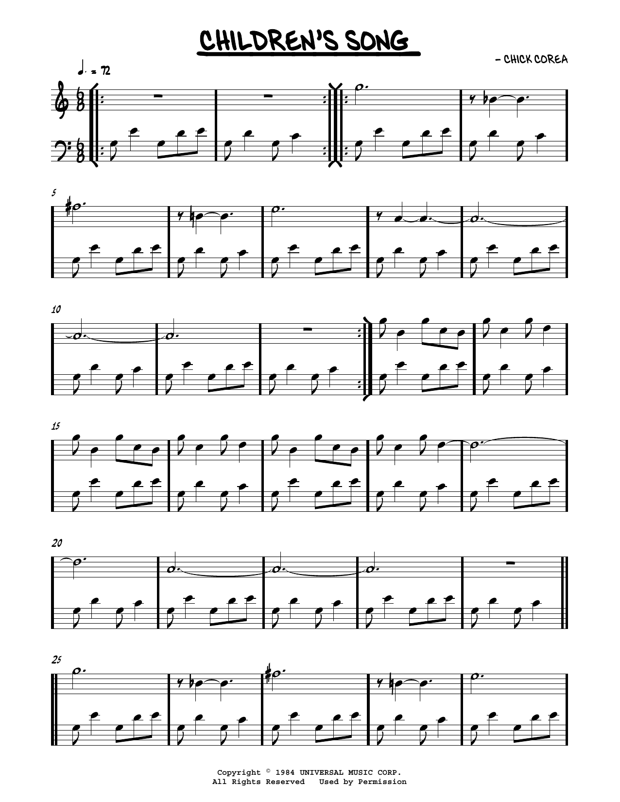 Children's Song No. 1 (Real Book  Melody & Chords  C Instruments) von Chick Corea