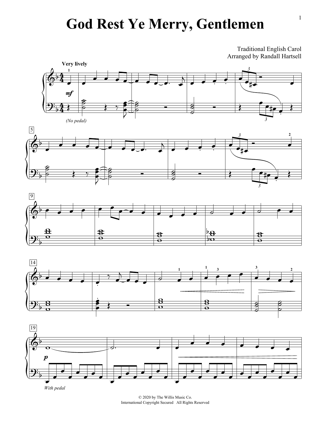 God Rest Ye Merry, Gentlemen (arr. Randall Hartsell) (Educational Piano) von Traditional English Carol