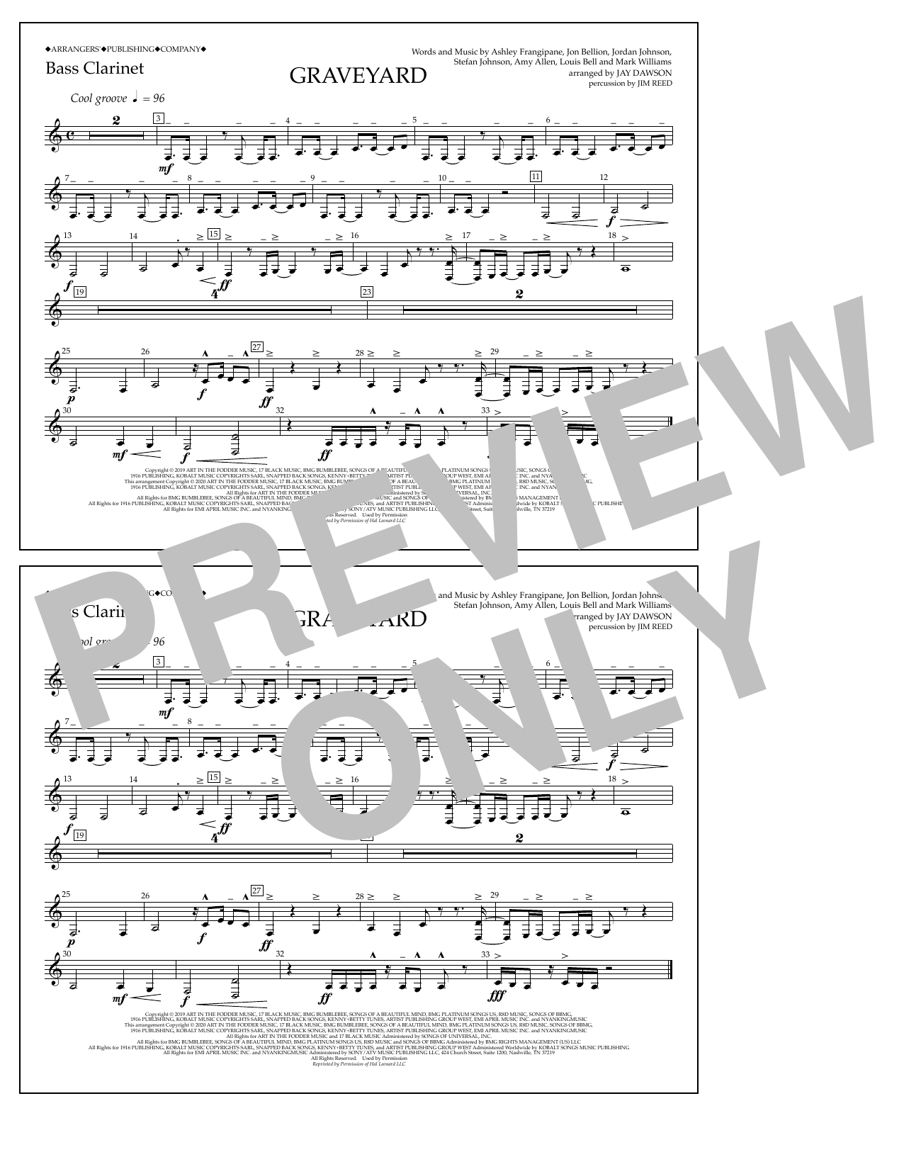 Graveyard (arr. Jay Dawson) - Bass Clarinet (Marching Band) von Halsey