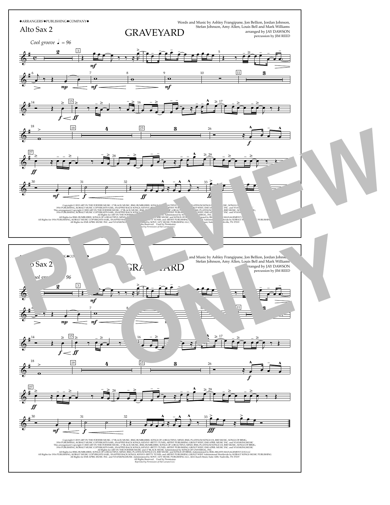 Graveyard (arr. Jay Dawson) - Alto Sax 2 (Marching Band) von Halsey