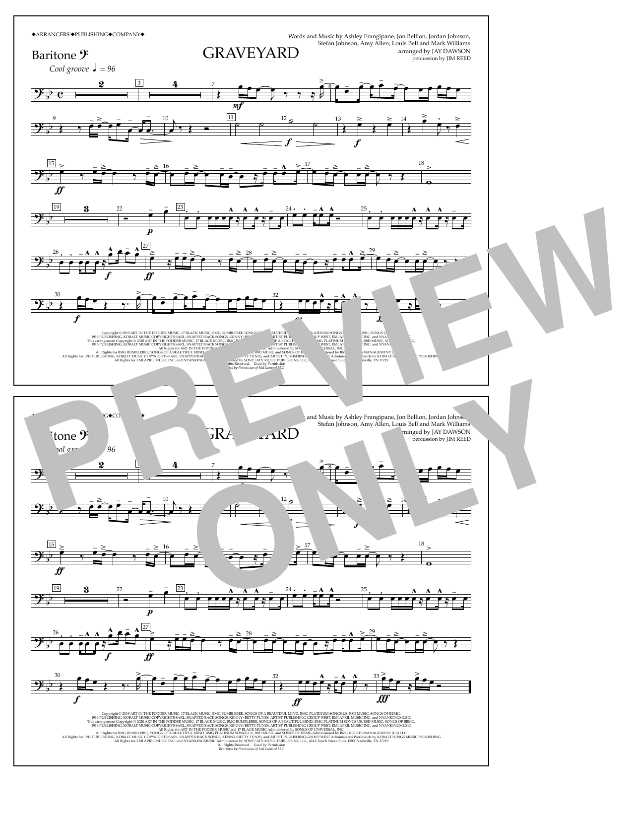 Graveyard (arr. Jay Dawson) - Baritone B.C. (Marching Band) von Halsey