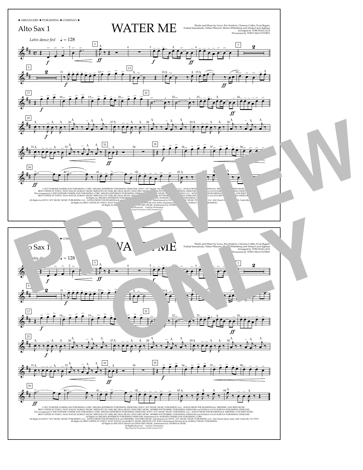 Water Me (arr. Tom Wallace) - Alto Sax 1 (Marching Band) von Lizzo