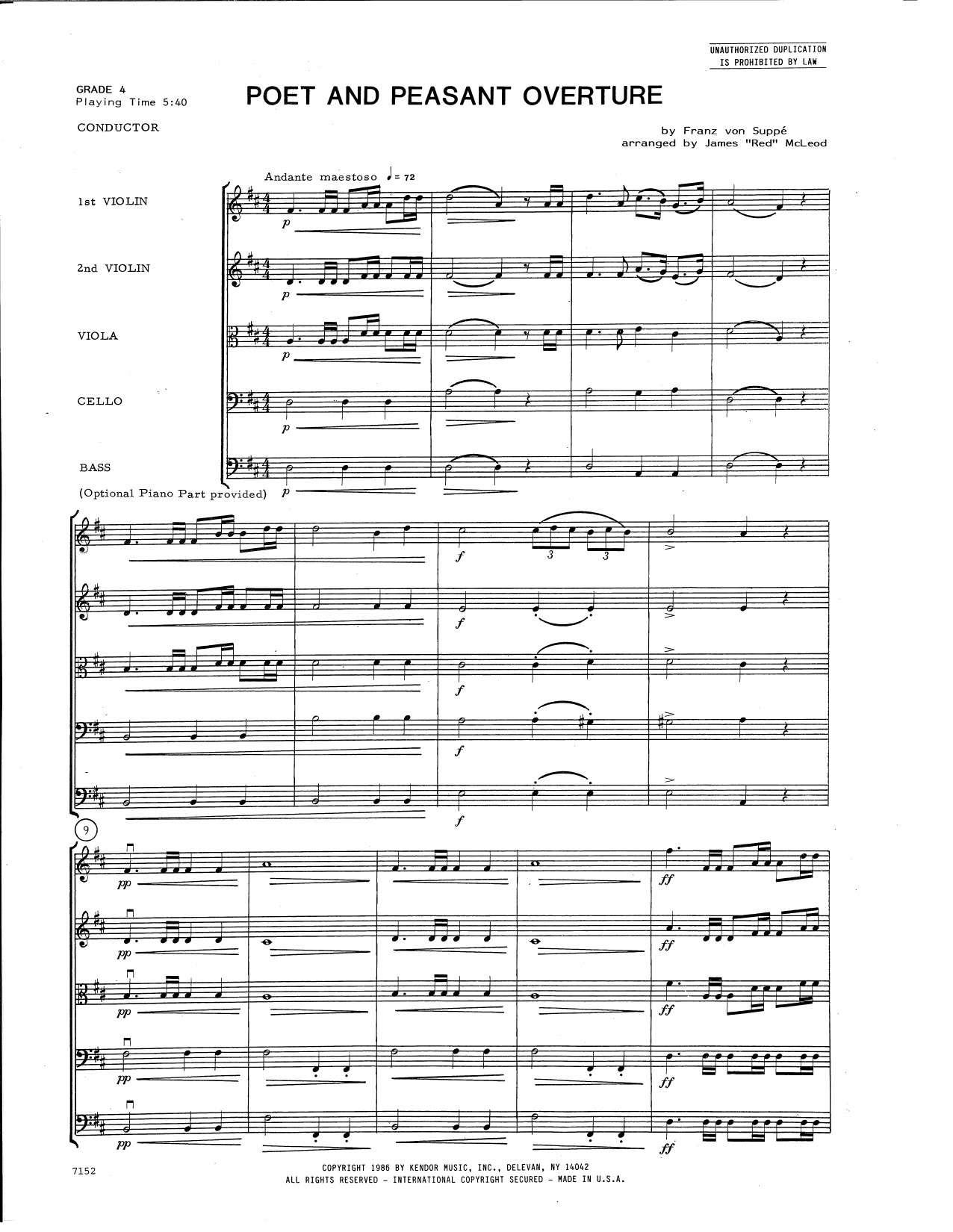 Poet and Peasant Overture (arr. James McLeod) - Full Score (Orchestra) von Franz Von Suppe