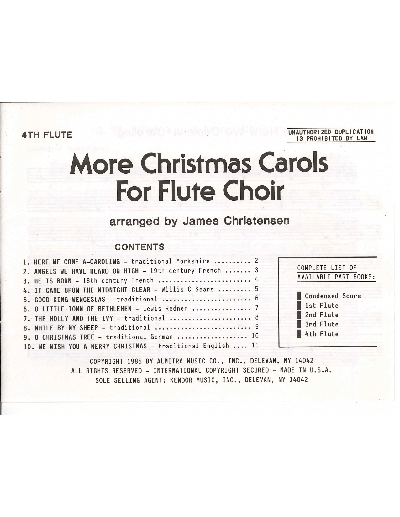More Christmas Carols For Flute Choir (arr. James Christensen) - 4th Flute (Woodwind Ensemble) von Various