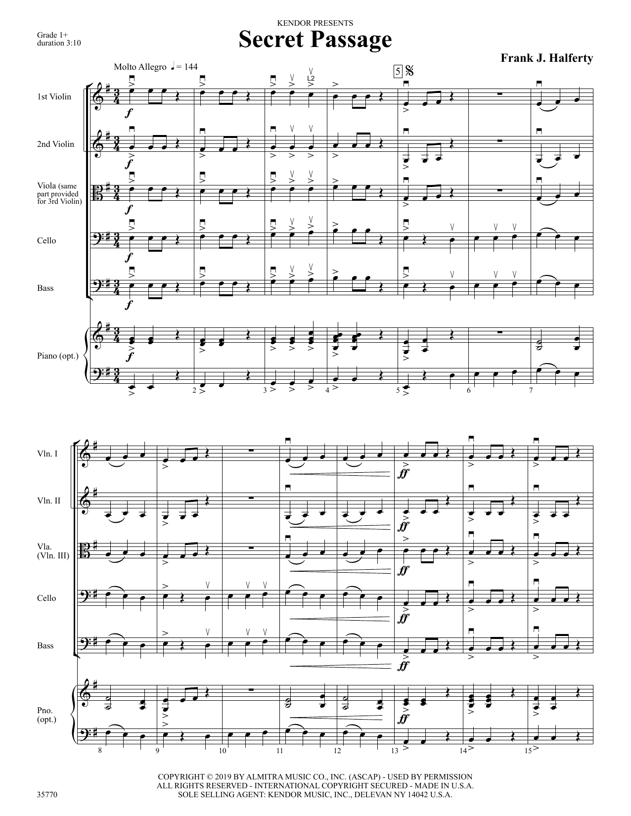 Secret Passage - Full Score (Orchestra) von Frank J. Halferty