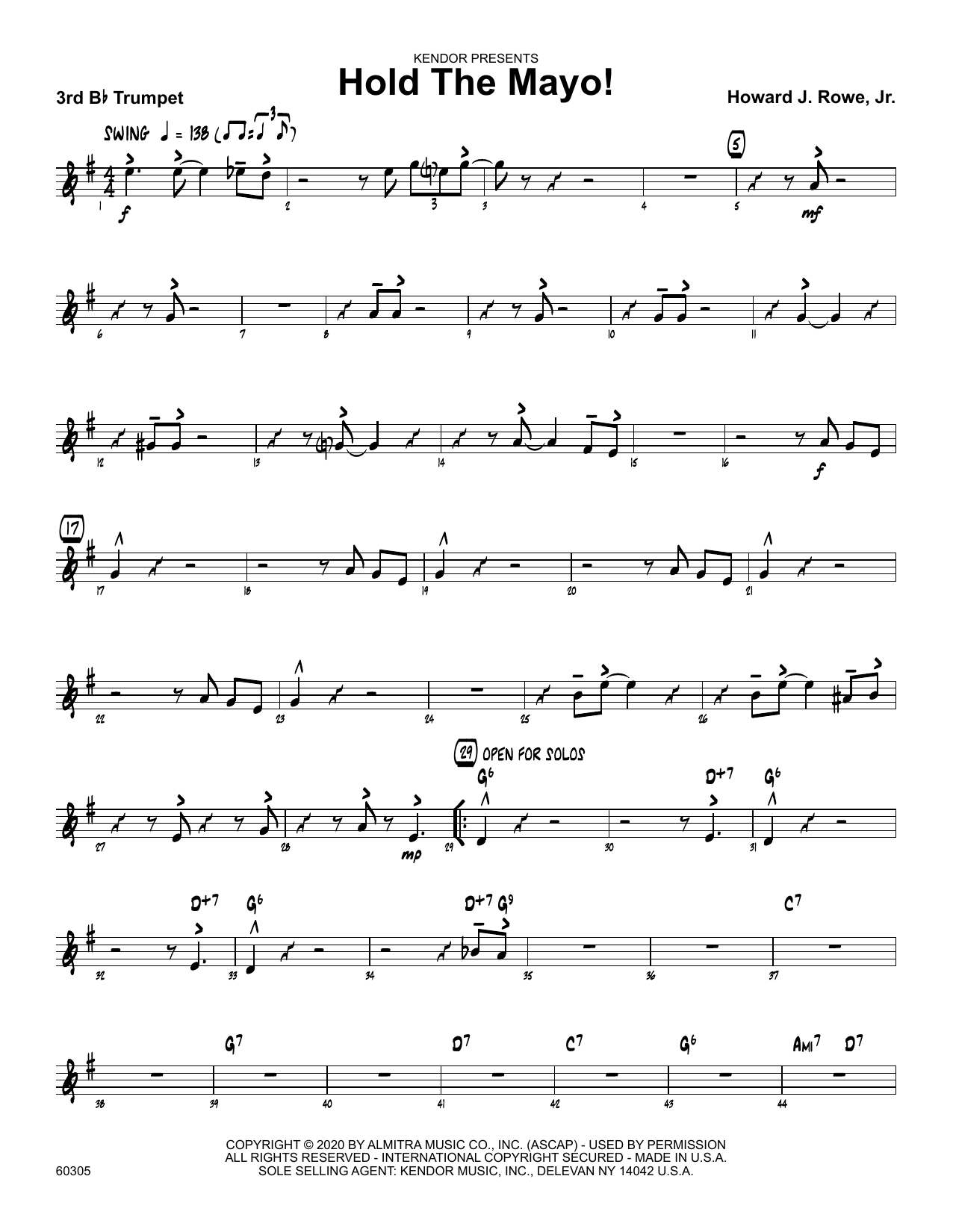 Hold The Mayo! - 3rd Bb Trumpet (Jazz Ensemble) von Howard Rowe