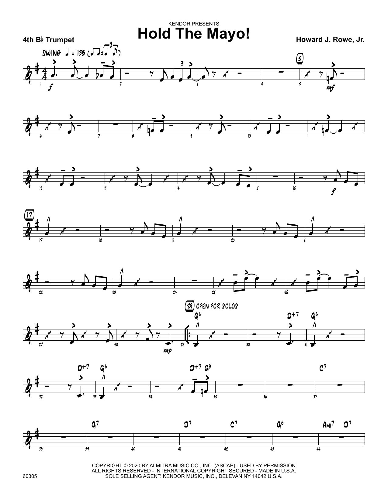 Hold The Mayo! - 4th Bb Trumpet (Jazz Ensemble) von Howard Rowe