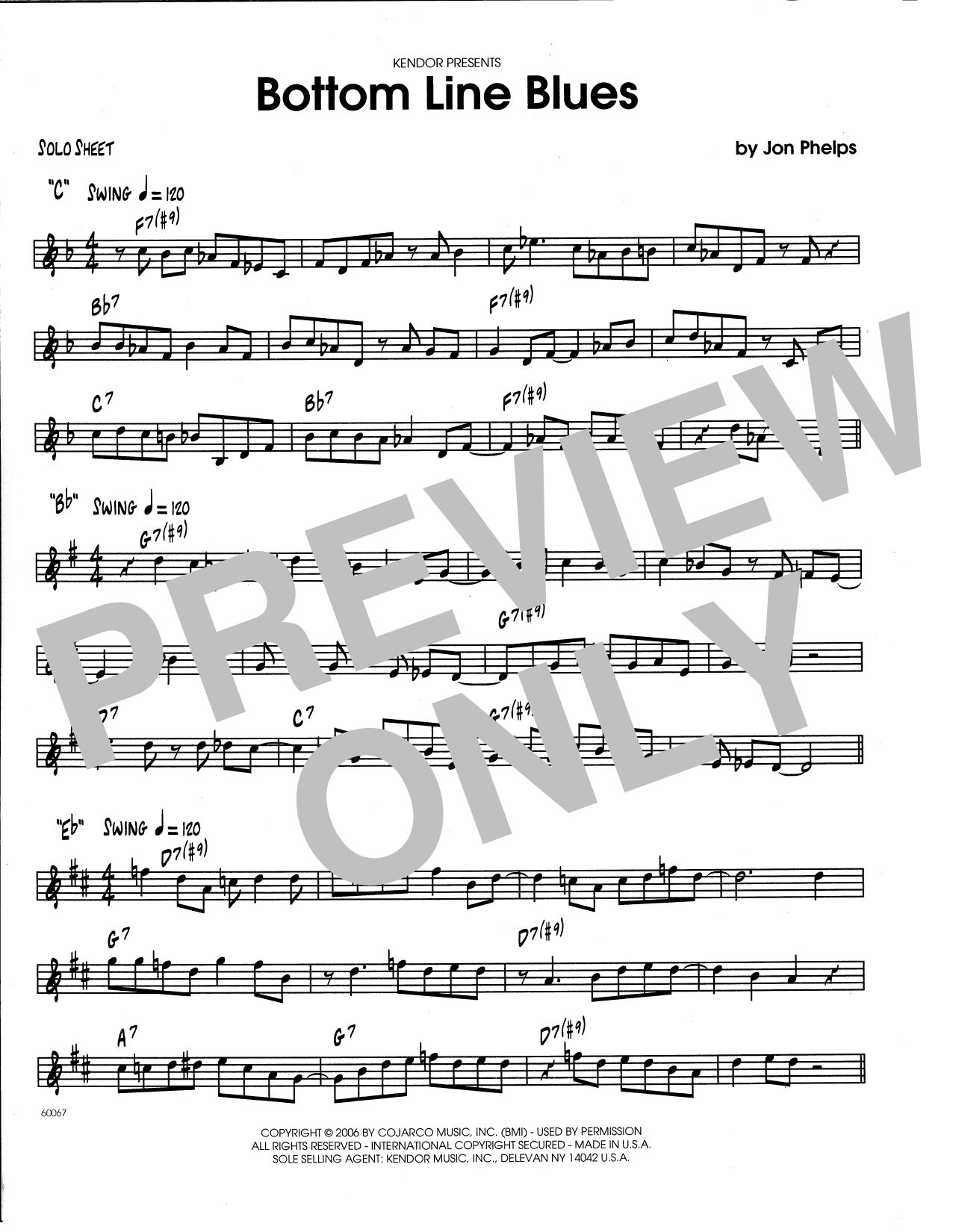 Bottom Line Blues - Solo Sheet (Jazz Ensemble) von Jon Phelps