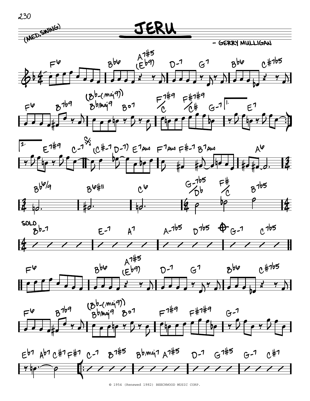 Jeru (Real Book  Melody & Chords) von Gerry Mulligan