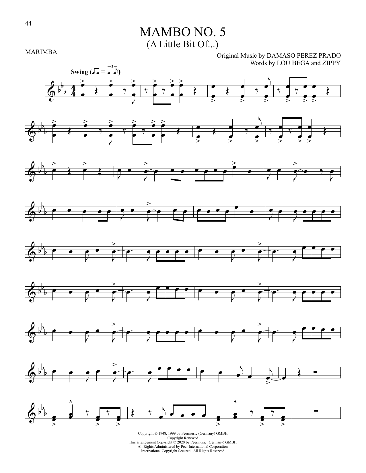 Mambo No. 5 (A Little Bit Of...) (Marimba Solo) von Lou Bega