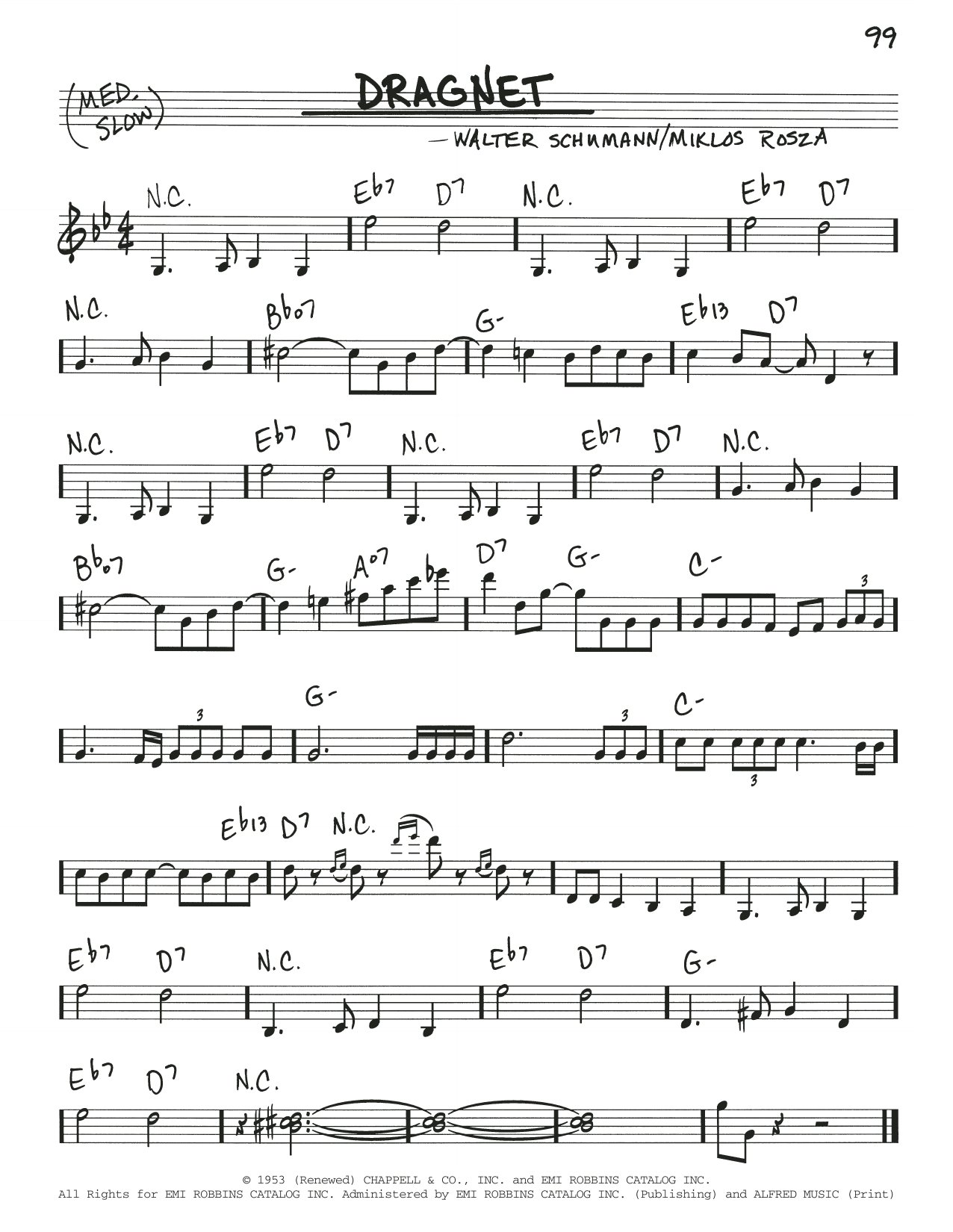 Dragnet (Real Book  Melody & Chords) von Walter Schumann