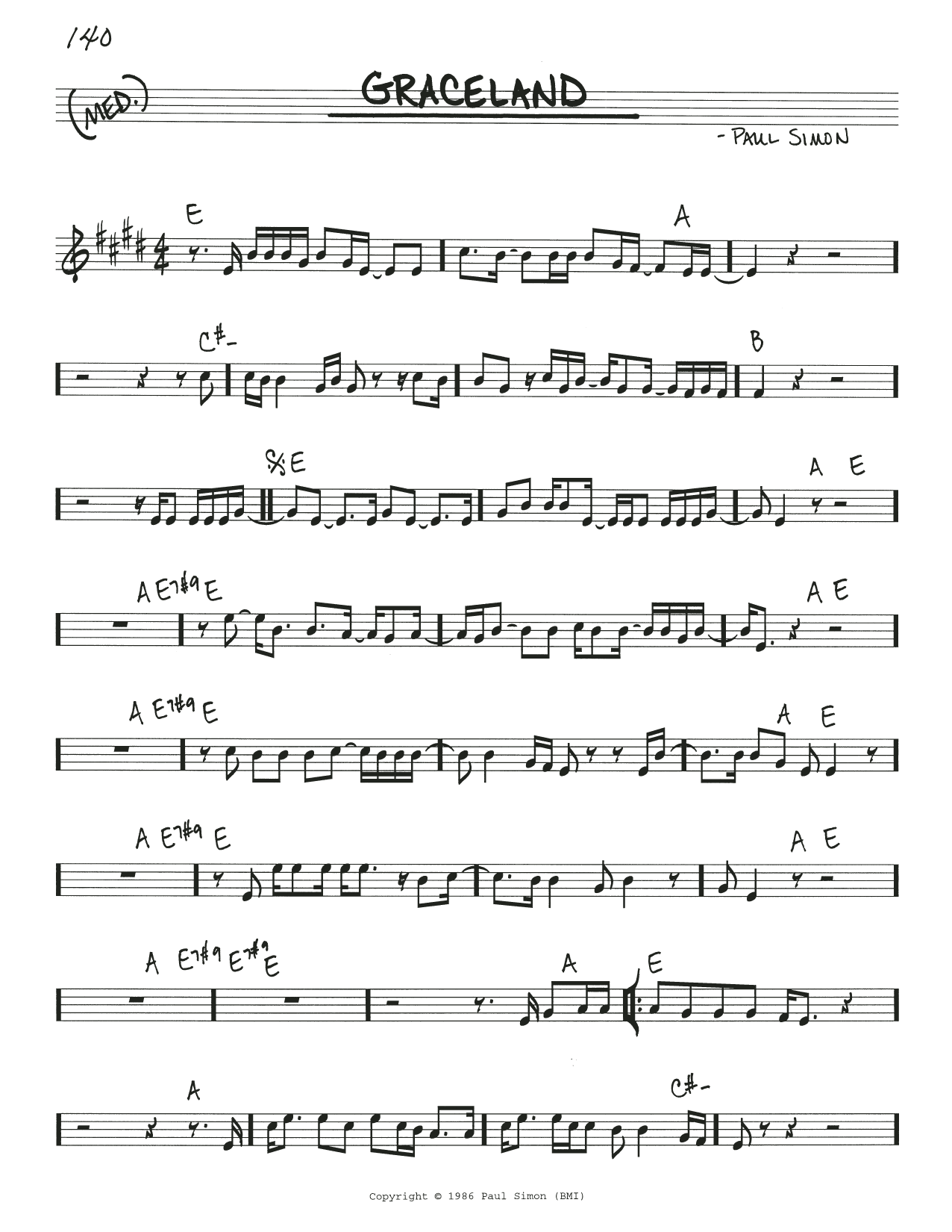 Graceland (Real Book  Melody & Chords) von Paul Simon