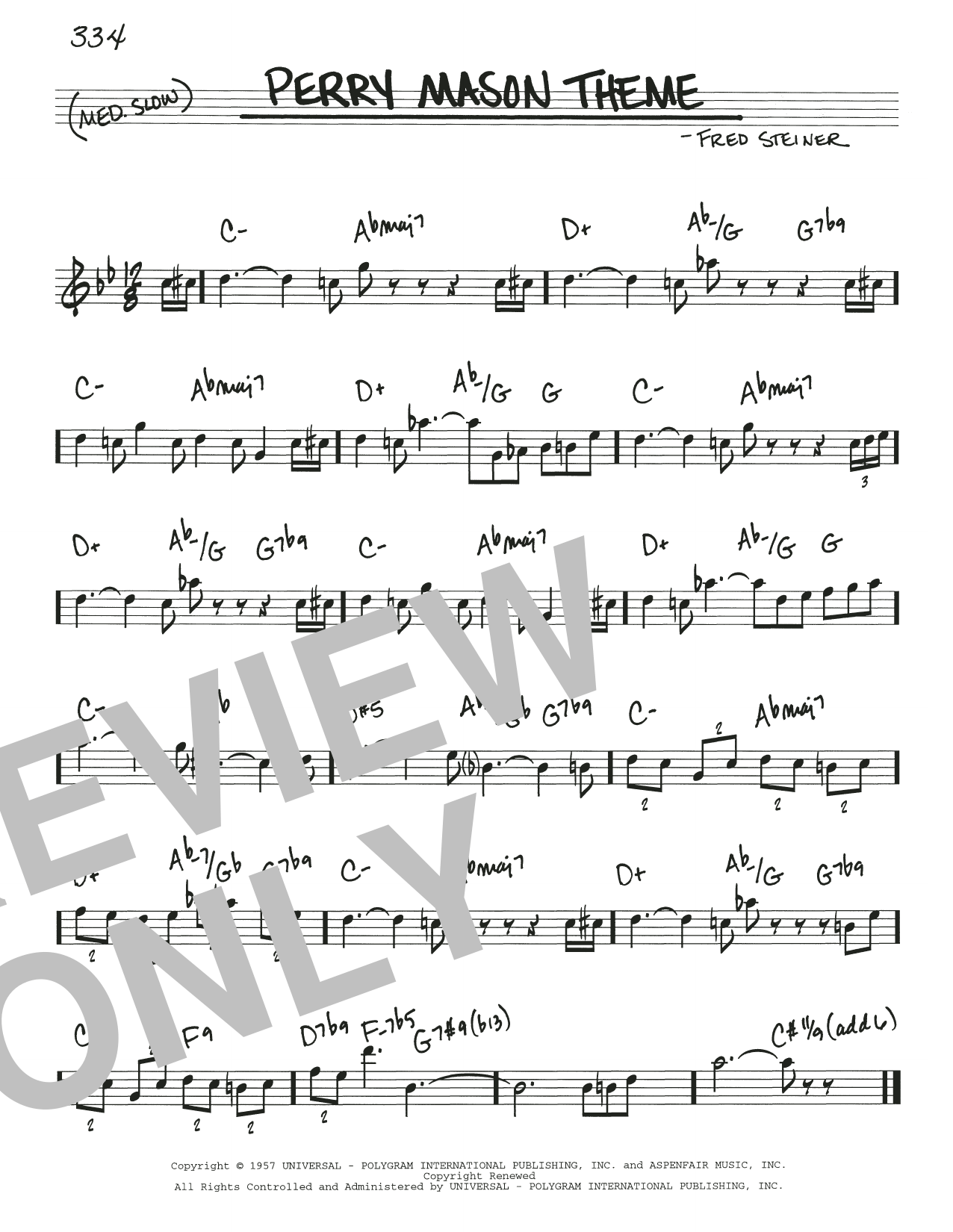 Perry Mason Theme (Real Book  Melody & Chords) von Fred Steiner