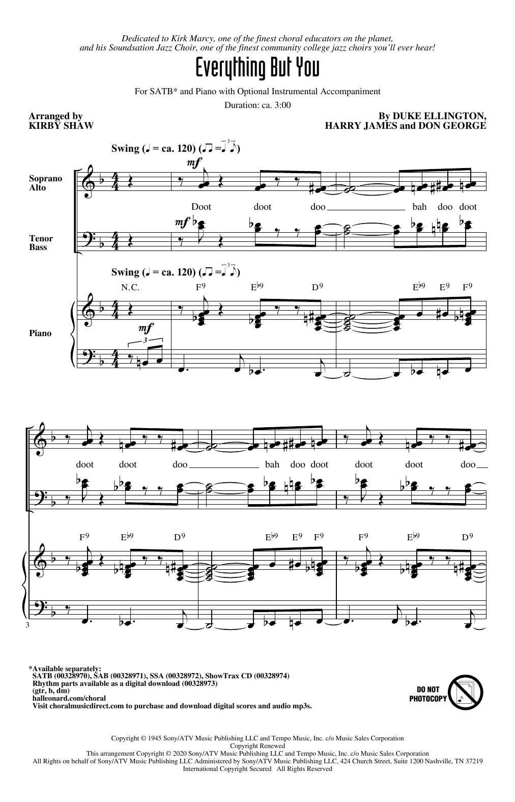 Everything But You (arr. Kirby Shaw) (SATB Choir) von Duke Ellington