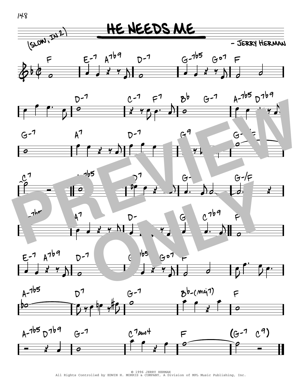 He Needs Me (Real Book  Melody & Chords) von Jerry Herman