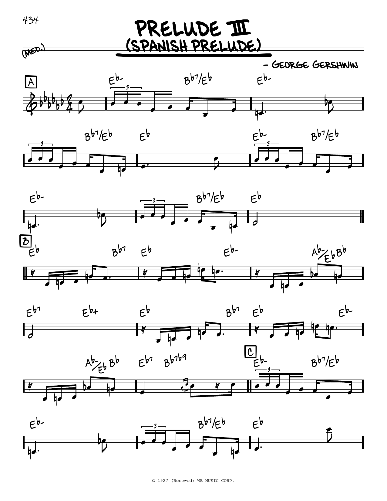 Three Preludes (Real Book  Melody & Chords) von George Gershwin