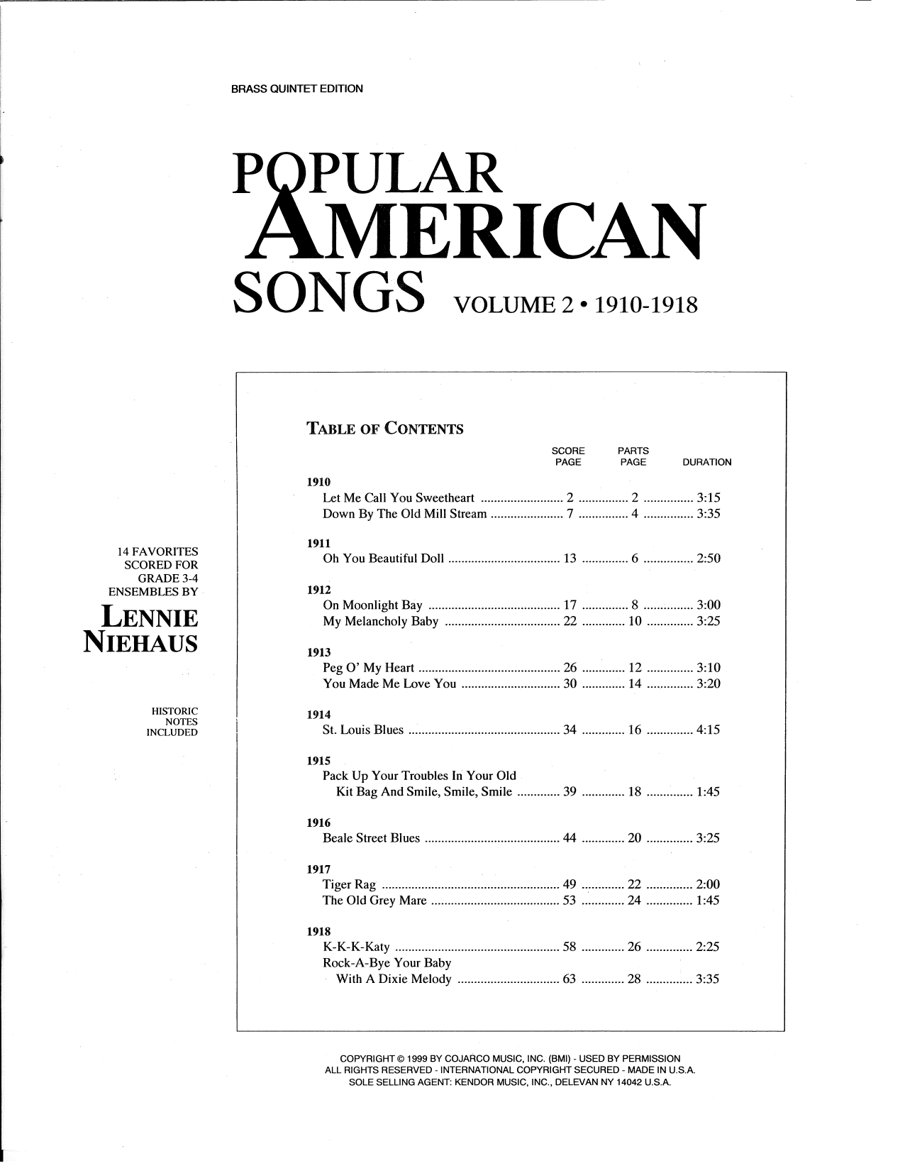 Popular American Songs, Volume 2 - 1st Trumpet (Brass Ensemble) von Lennie Niehaus