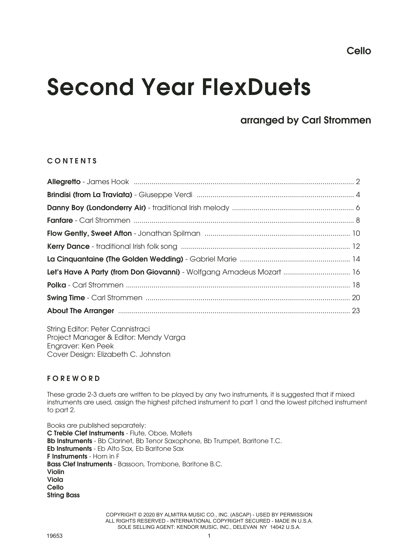 Second Year FlexDuets - Cello (String Ensemble) von Carl Strommen