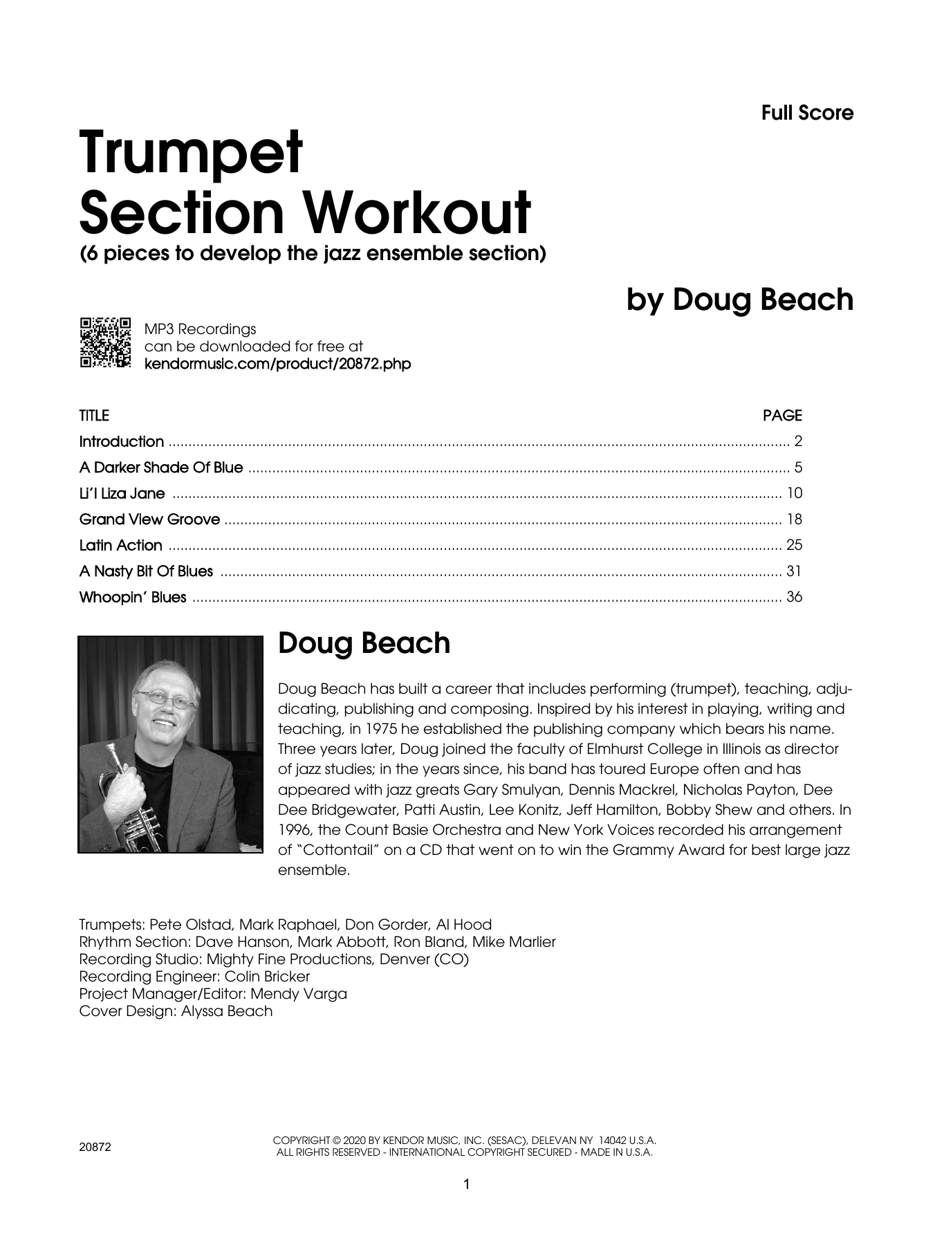 Trumpet Section Workout with MP3's (6 pieces to develop the jazz ensemble section) - Full Score (Brass Ensemble) von Doug Beach