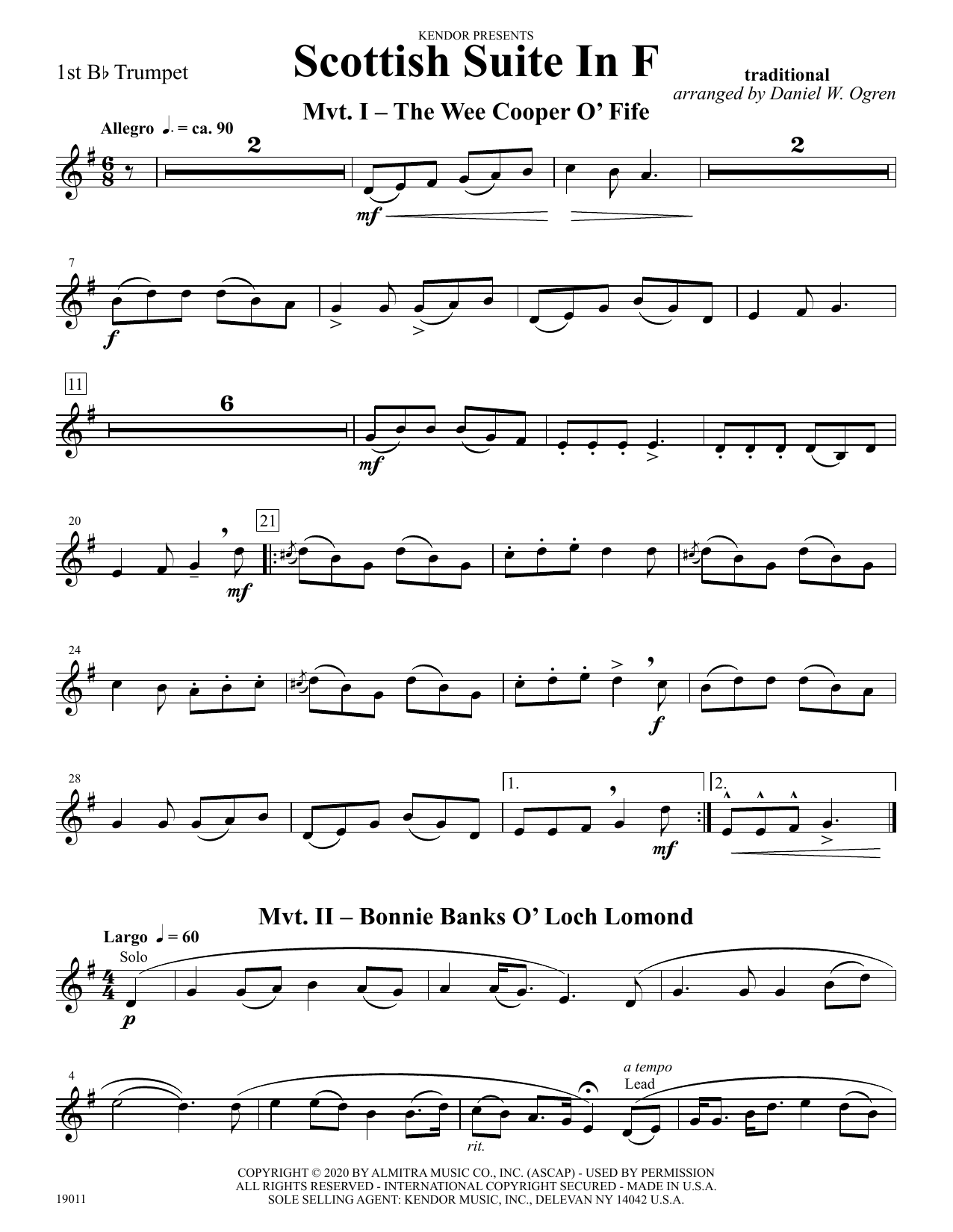Scottish Suite In F - 1st Bb Trumpet (Brass Ensemble) von Daniel W. Ogren