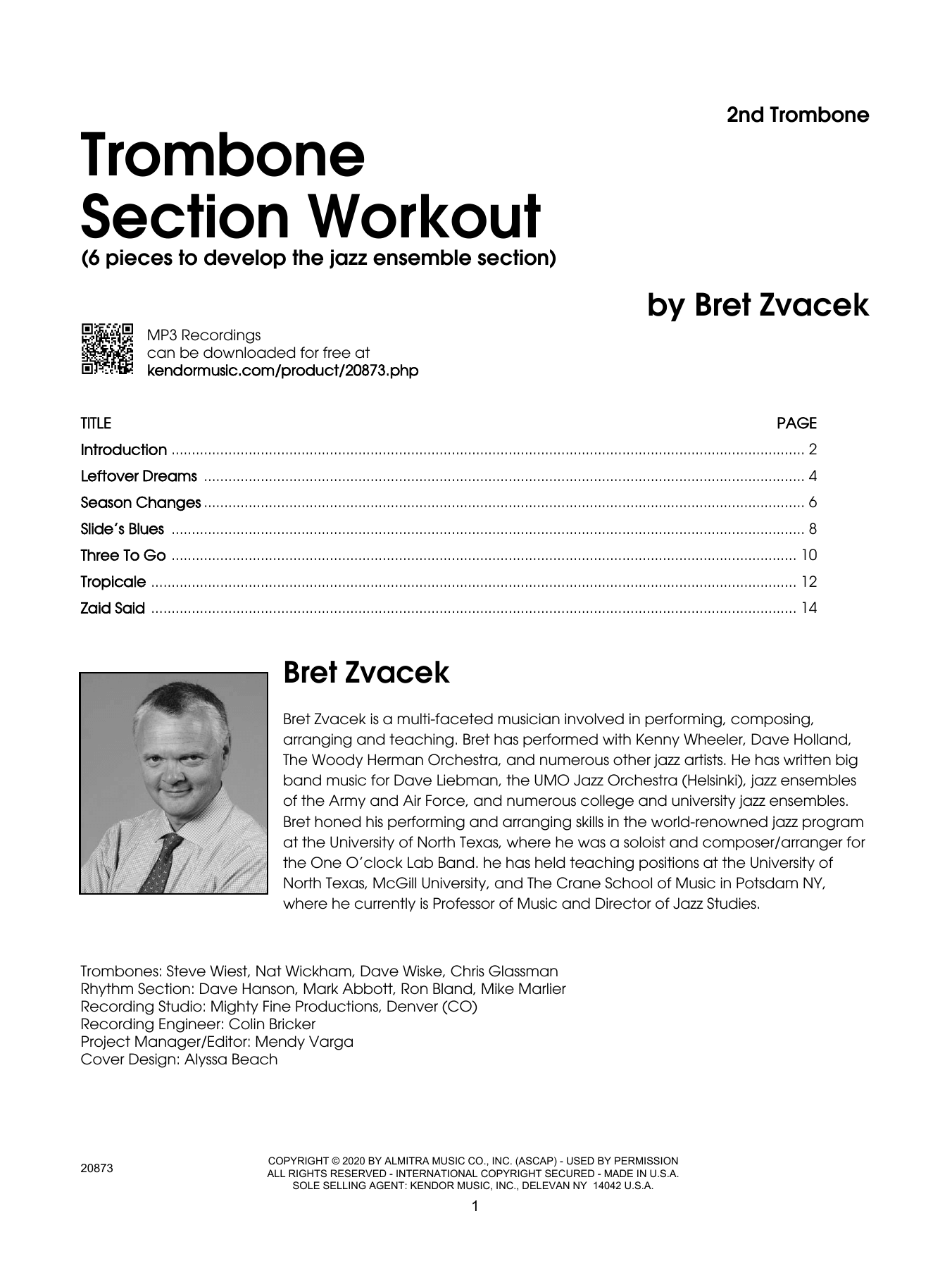 Trombone Section Workout with MP3's (6 pieces to develop the jazz ensemble section) - 2nd Trombone (Brass Ensemble) von Bret Zvacek