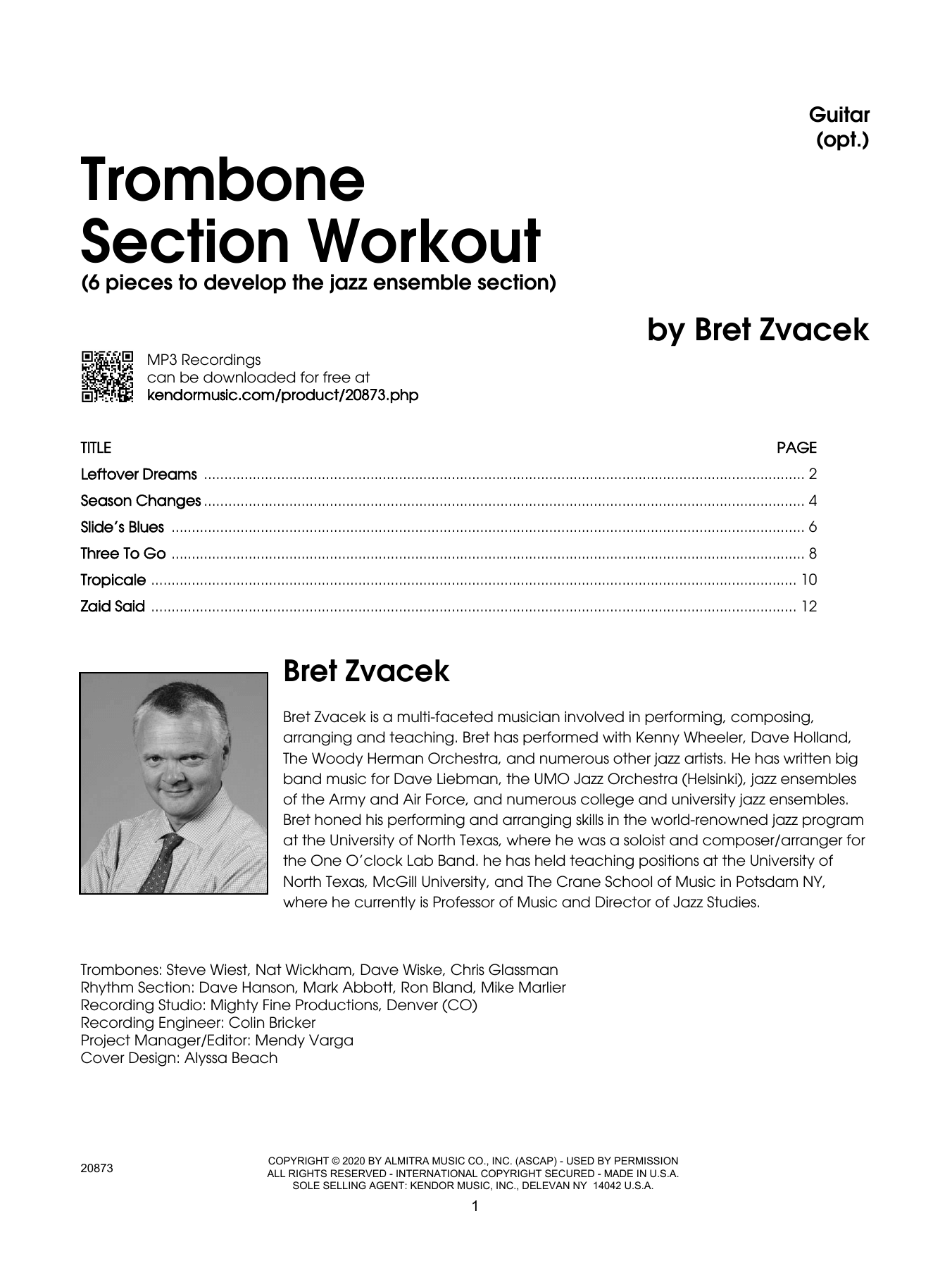 Trombone Section Workout with MP3's (6 pieces to develop the jazz ensemble section) - Guitar (Brass Ensemble) von Bret Zvacek