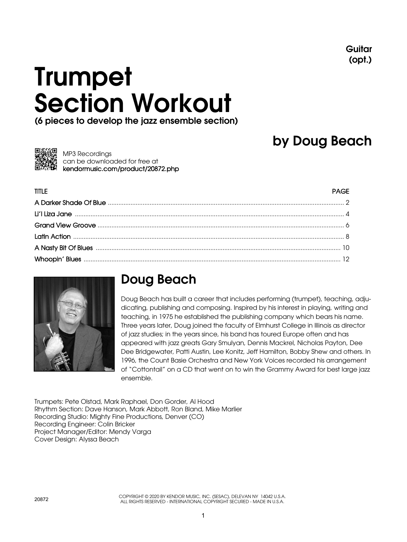 Trumpet Section Workout with MP3's (6 pieces to develop the jazz ensemble section) - Guitar (Brass Ensemble) von Doug Beach